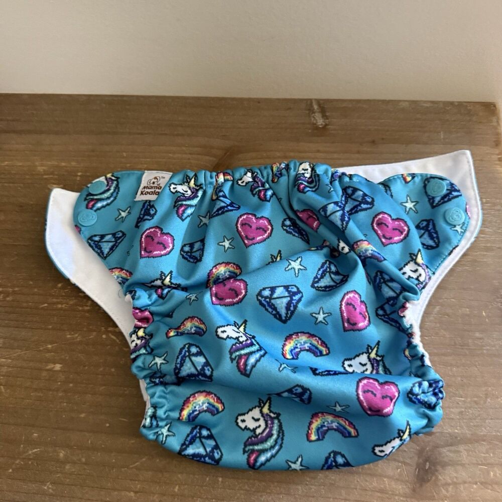 Mama Koala Diamonds Hearts Rainbows & Unicorns Pocket Cloth Diaper New